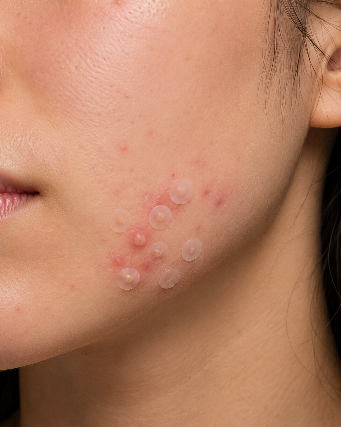 Several tiny circular pimple patches on a cluster